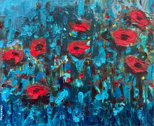 Load image into Gallery viewer, Poppies in a turquoise meadow
