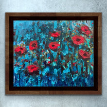 Load image into Gallery viewer, Poppies in a turquoise meadow
